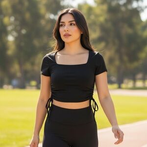 Forever 21 Elegant Black Crop Top with Ties